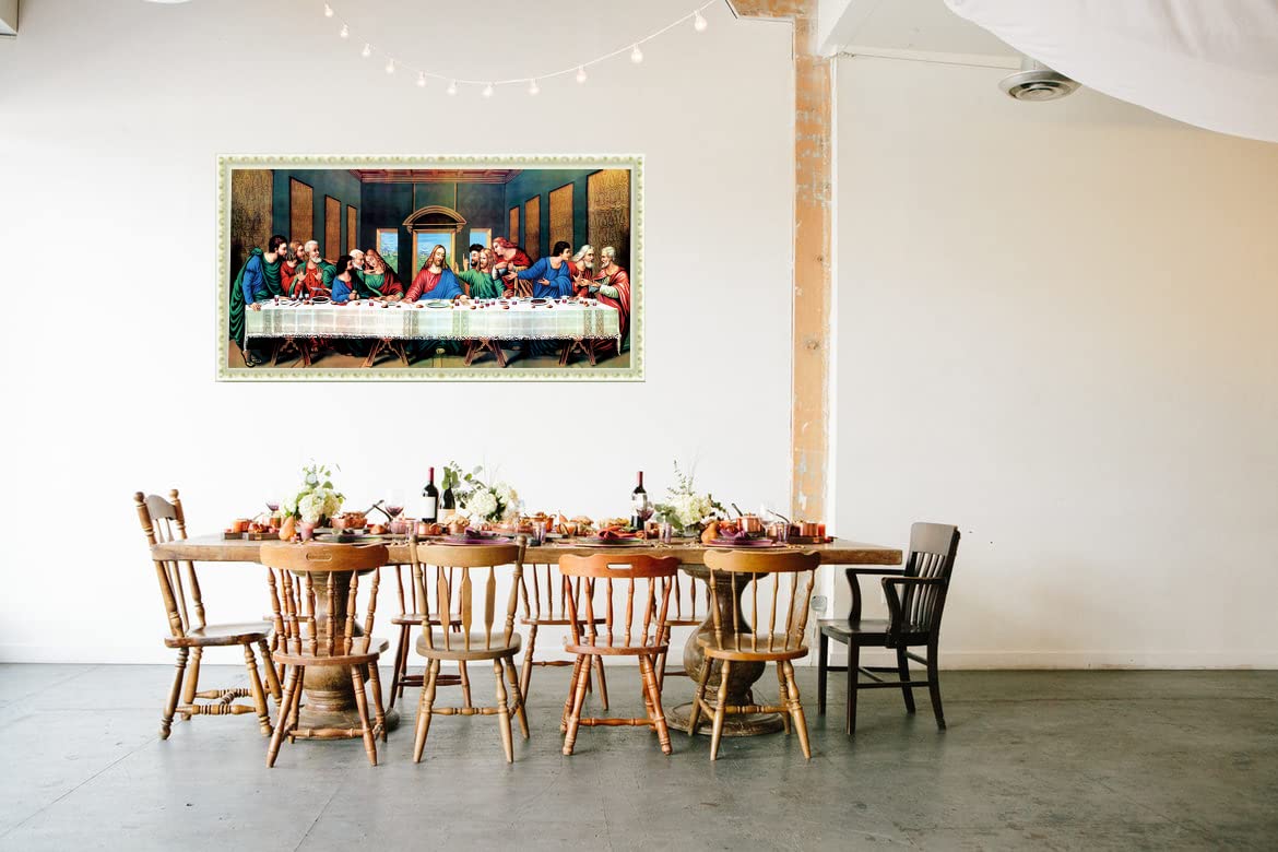 JesMolla DIY 5D Full Round Diamond Painting by Number Kits for Adults, Diamond Painting Kits Round Full Drill Diamond Art Kit Picture Craft for Home Wall Art Decor, 15.8"x33.5", The Last Supper JesMolla