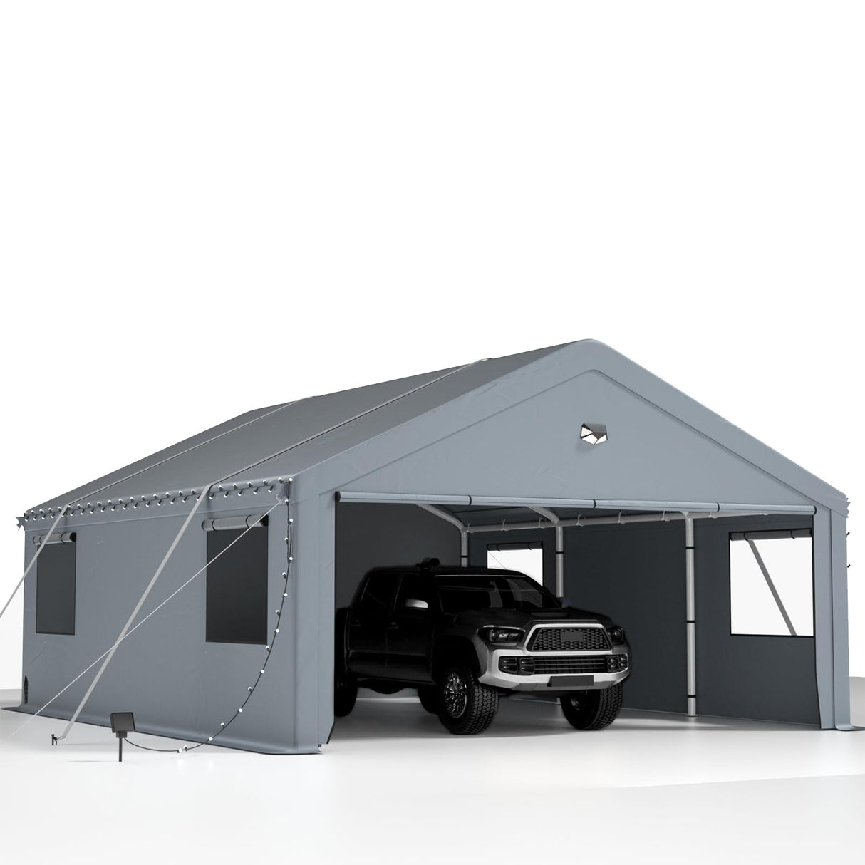 2 Car Carports 20X20 Heavy Duty,Car Ports with 180G Removable Side Walls, Carport Canopy, Portable Car Port Garage, Car Shelter All Weather,Gray Sannwsg