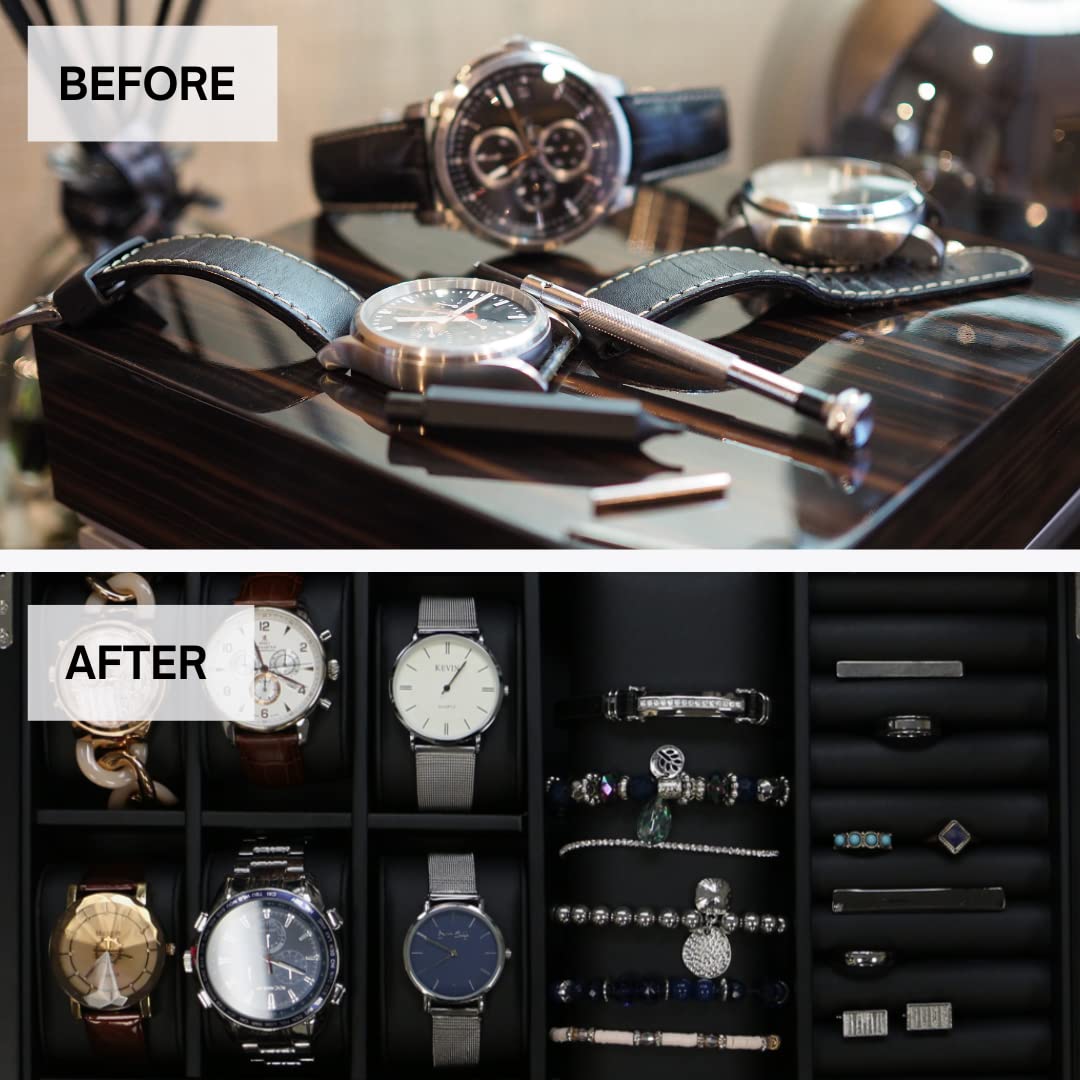 Decorebay Executive Unisex Black Wood Valet sunglasses and Jewelry Box Storage (SuperStar 2) Decorebay