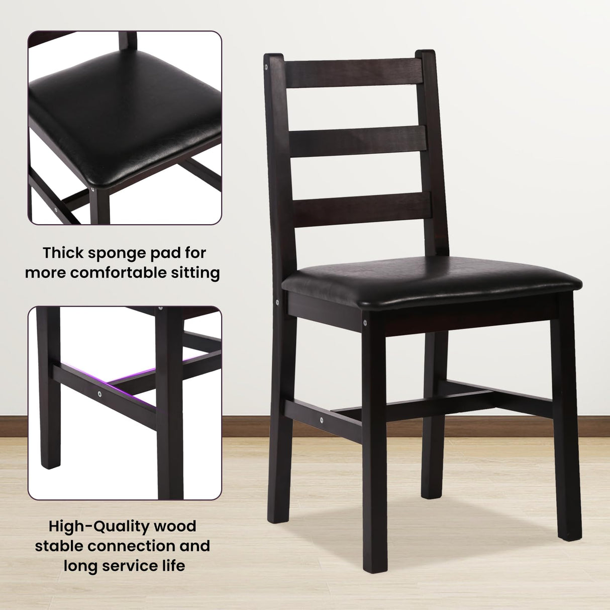 Kitchen Table Set 5 Piece Dining Table Set Sturdy Wooden Square Table and Chair Breakfast Table Set for 4 Person, Small Dining Room Table Set for Restaurant Home Kitchen Living Room, Brown Pazidom