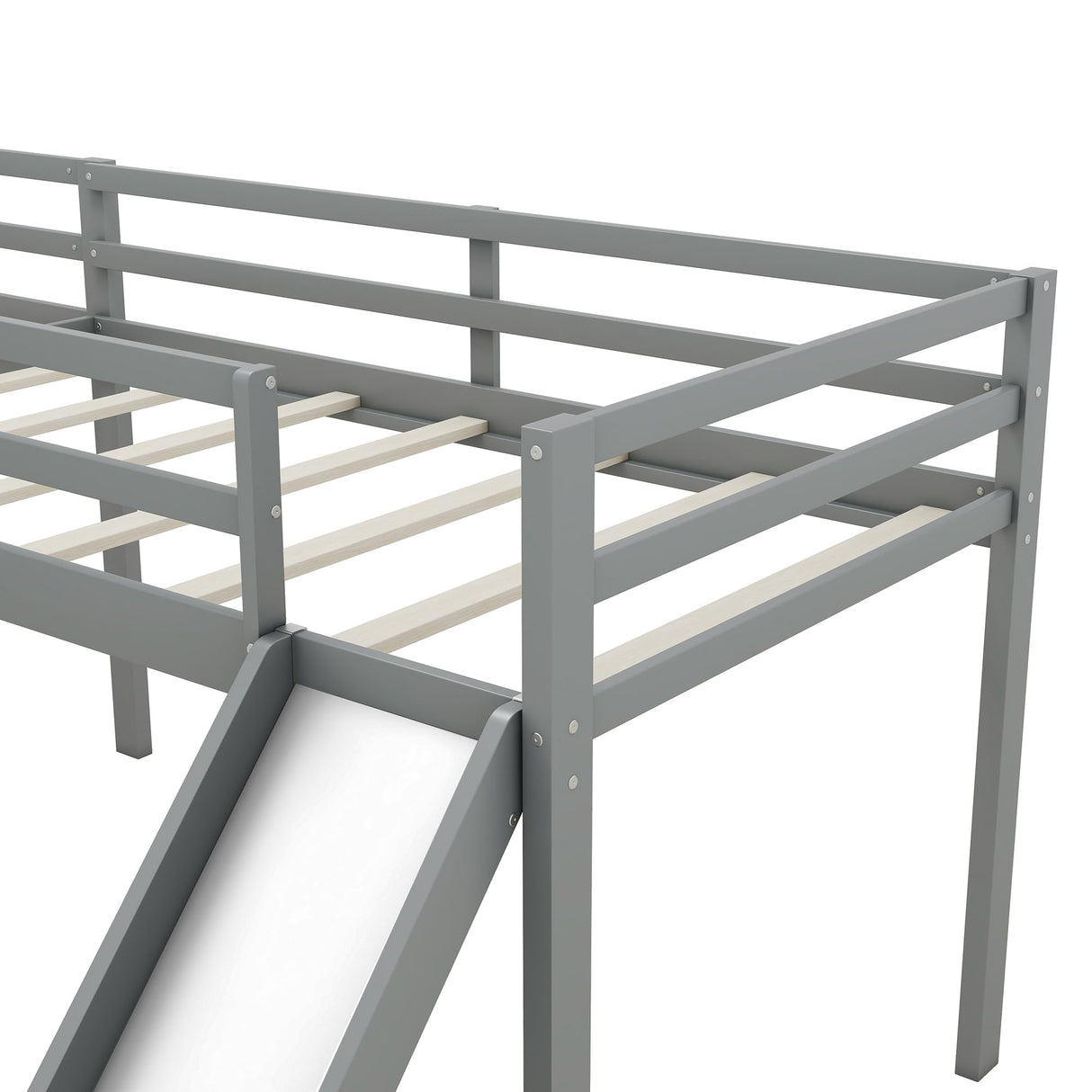 Harper & Bright Designs L-Shape Bed Twin Low Loft Beds with Slide, Twin Size Loft Bed for Kids, Corner Bed, Wooden Loft Bed Frame for Kids Girls Boys Teens (Gray) Harper & Bright Designs