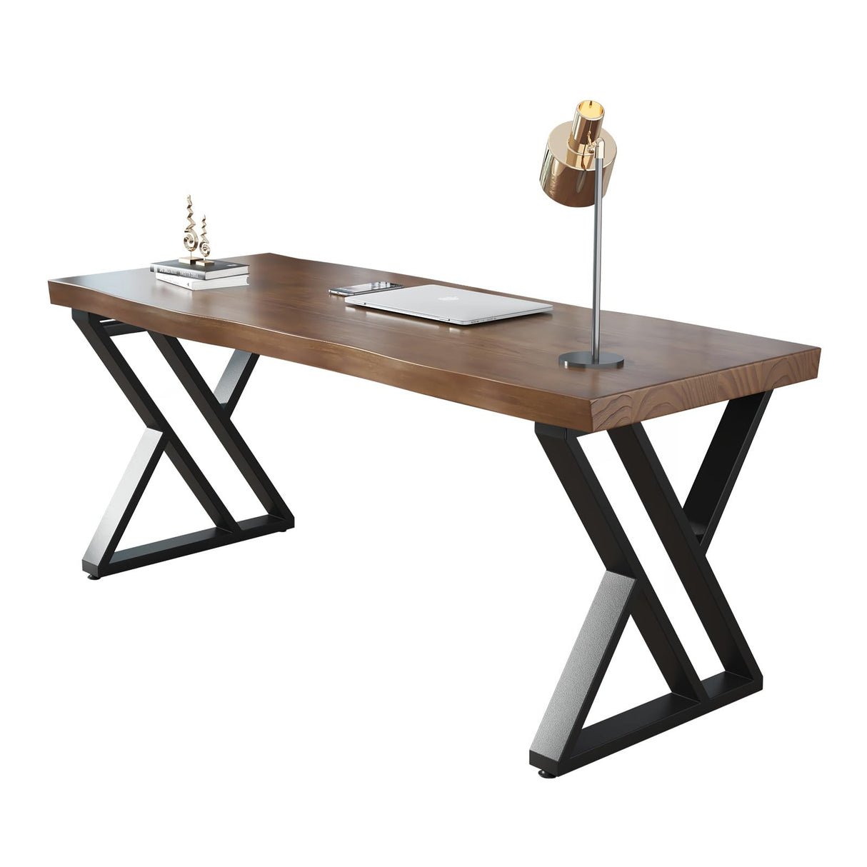 Sihtengxxhongs Rustic Style Solid Wood 55-inch Computer Desk - Large Office Desk for Home Office, Modern and Simple Design, Ideal for Study, Writing, Sihtengxxhongs