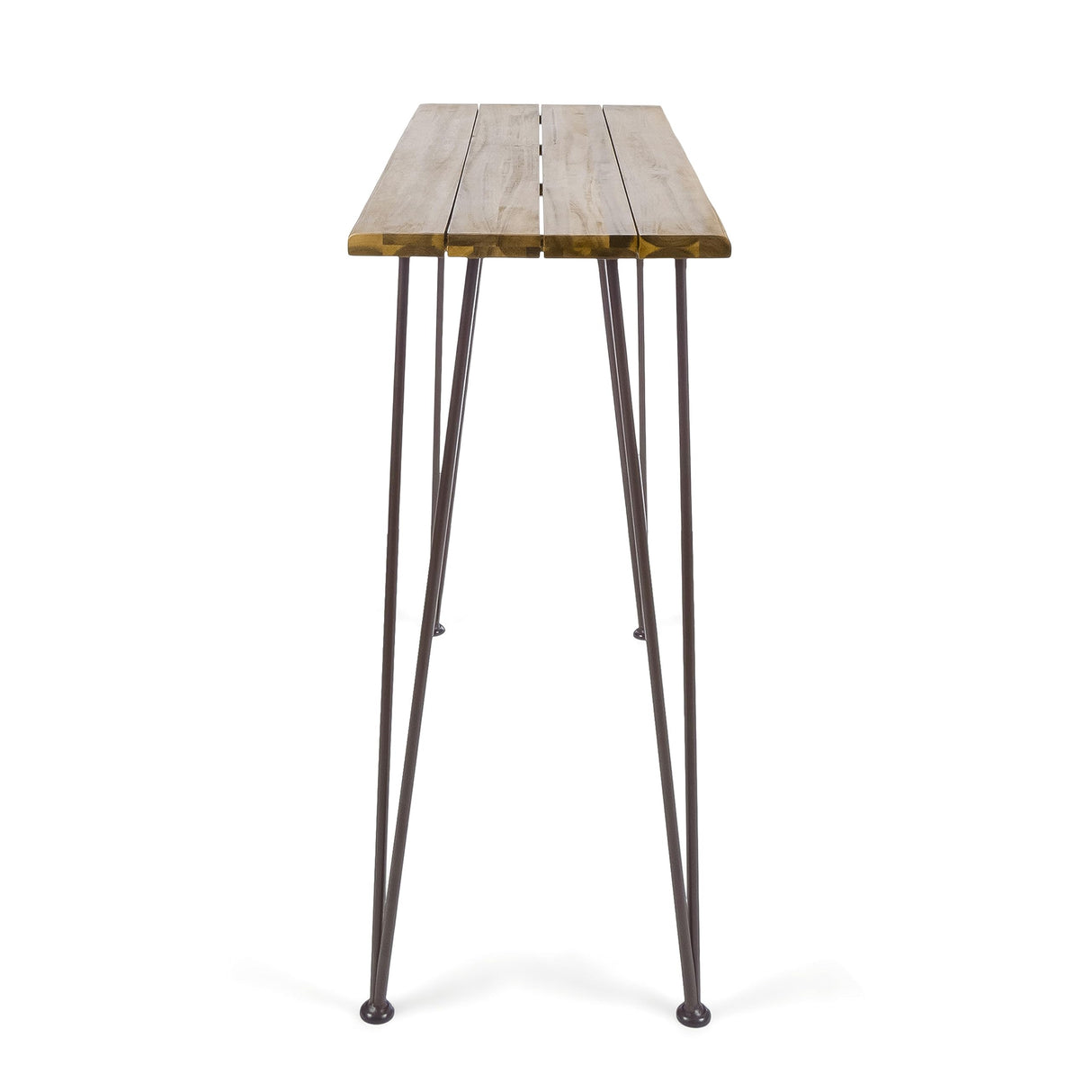 Christopher Knight Home Denali Ouotdoor Industrial Acacia Wood Bar Table with Iron Frame, Teak Finish / Rustic Metal Christopher Knight Home