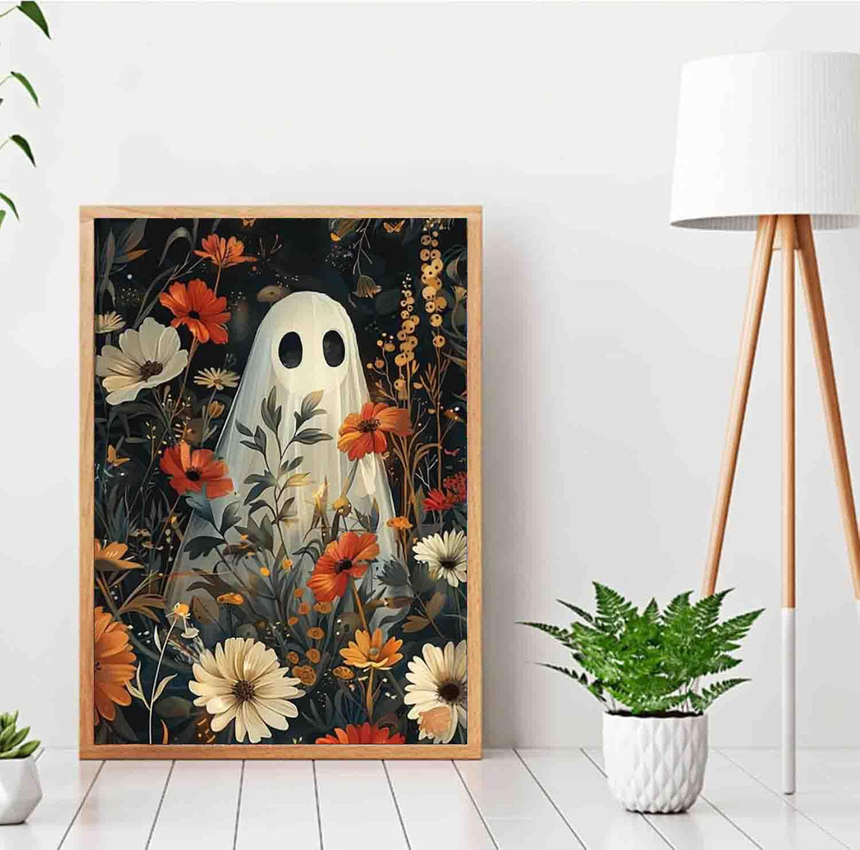 DYAIANGMU Halloween Paint by Numbers Kit for Adults Beginner,Ghost Flower Paint by Number Kits on Canvas for Adults Beginner,Digital Oil Painting Kits for Home Wall Decor 19.6X15.7 inch (with Frame) DYAIANGMU