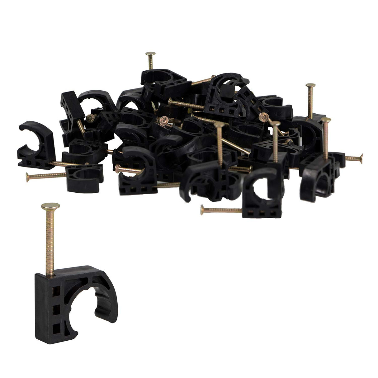 Highcraft ID234x50 Half Clamp J-Hook with Nail For Pex Tubing Pipe Support, 1/2 in, Black HIGHCRAFT