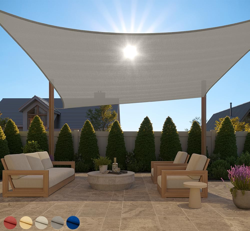 GORILLA GRIP Heavy Duty Sun Shade, UV Protection Fade Tear and Rust Resistant Rectangle Sunshade Canopy, Curved Edges Blocks Sunlight, Breathable Sail, Outdoor Patio, Lawn Garden 12x16 FT Gray Gorilla Grip