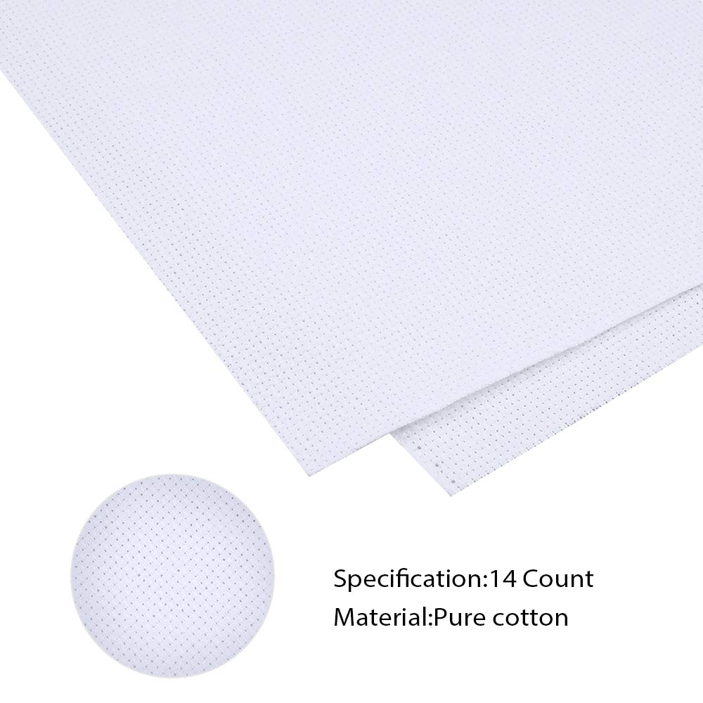 Pllieay 14 Count Big Size Classic Reserve Aida Cloth White Cross Stitch Fabric, 59 x 39 Inch Pllieay