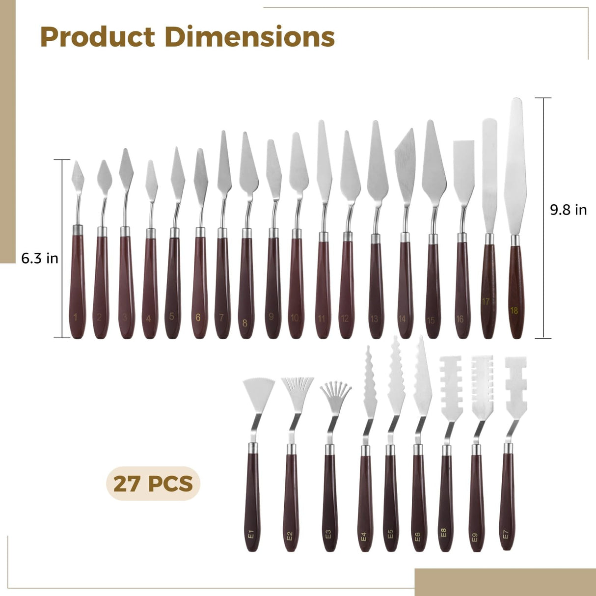 27 PCS Palette Knife Set, Palette Knives Spatula Set, Stainless Steel Palette Tool with Wooden Handle, Painting Spatulas for Color Mixing Texturing Homaisson