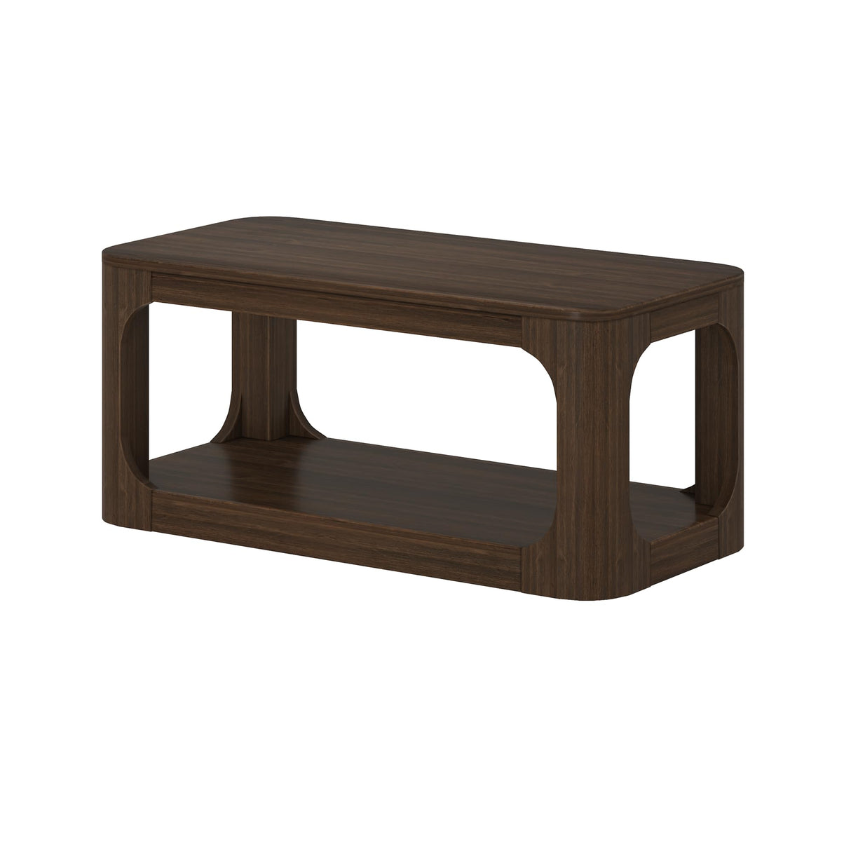 Plank+Beam Small Forma Coffee Table, Solid Wood 40 Inch Modern Coffee Table with Shelf, Contemporary Center Table with Storage Space, Rectangle Tea Table with Storage, Walnut Plank+Beam