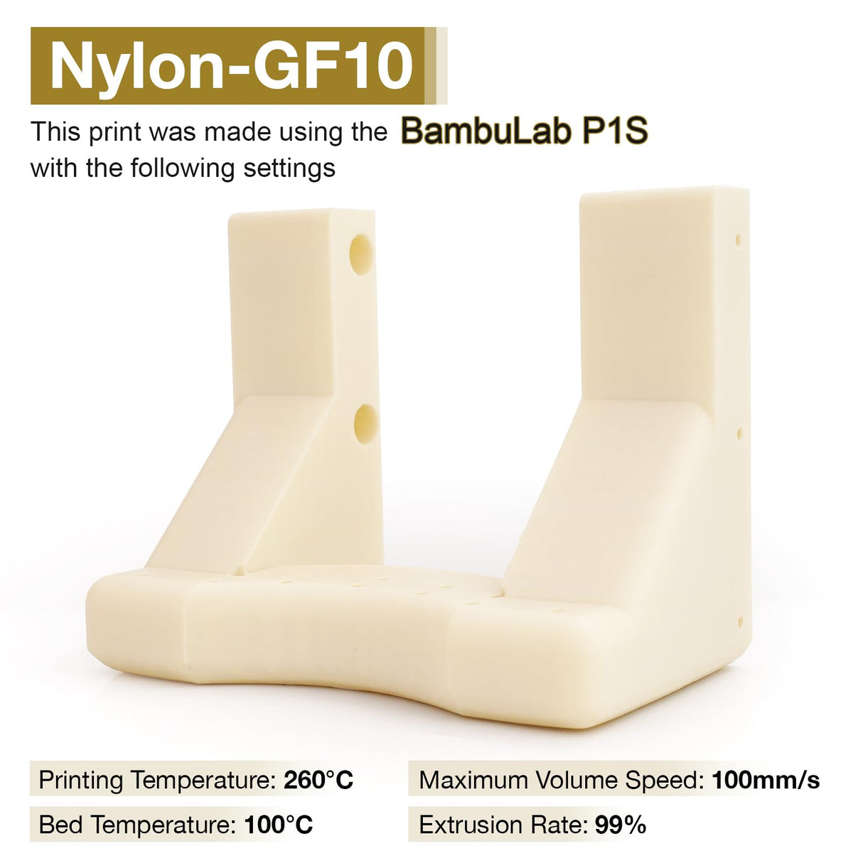 Nylon Glass Filled Filament Nylon Glass Fiber 3D Printer Filament PA6-GF 1kg with AMS-Compatible Reusable PC Spool, Dyable Nautre White (Nature White) yxpolyer