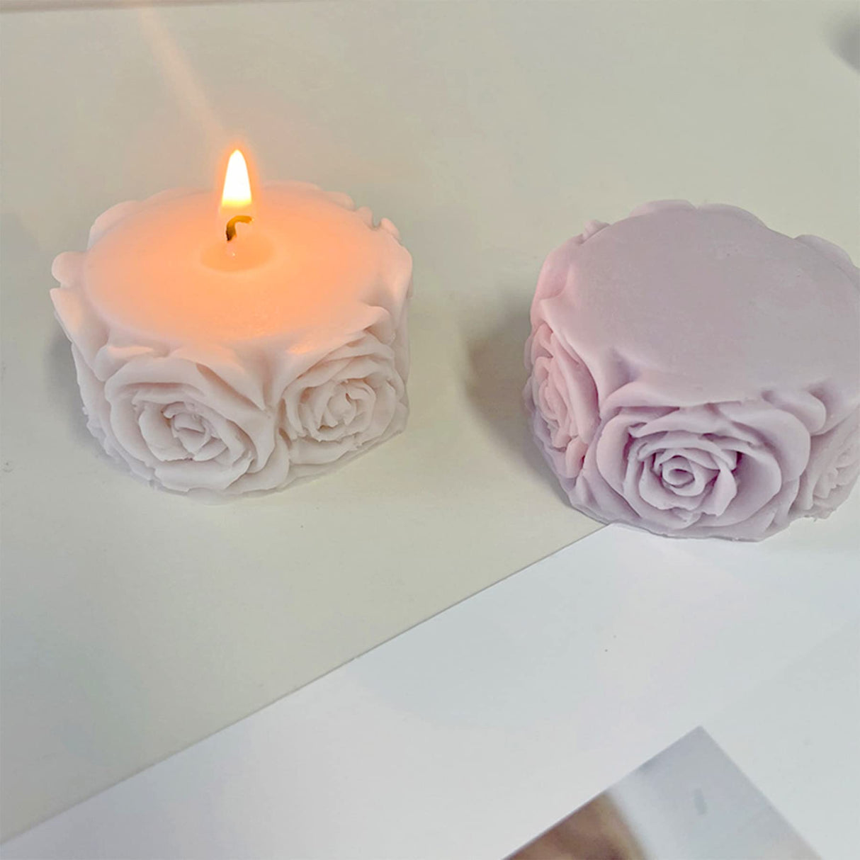 Rose Flower Column Candle Molds Valentine's Day Cylinder Resin Casting Mold for Candle Making Resin Casting Silicone Mold for DIY Candle Making Polymer Clay Craft Plaster ZAKVOOR