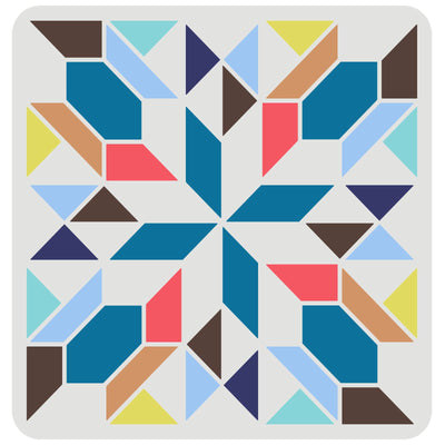 FINGERINSPIRE Barn Quilt Stencil 11.8x11.8inch Reusable Kaleidoscope Quilt Block Diamond Pattern Stencil for Painting on Patio, Floor Tile, Wall, Fabric, Home Decoration