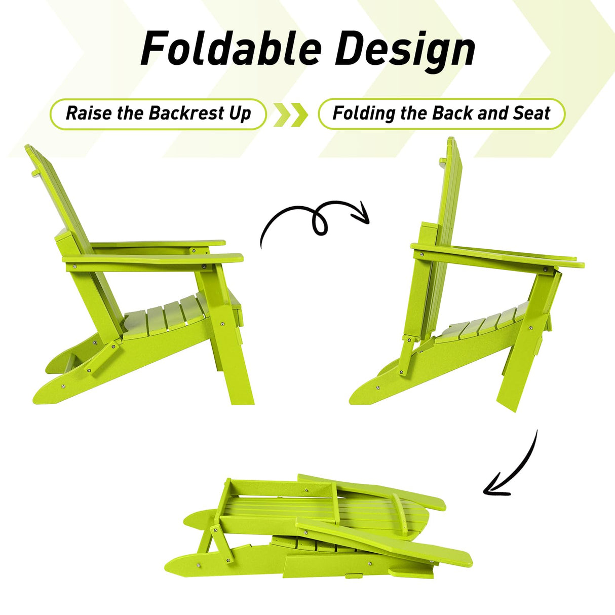 Aoodor HDPE Outdoor All-Weather Folding Adirondack Chair for Patio, Garden, Backyard, Deck Lawn Fire Pit - Apple Aoodor