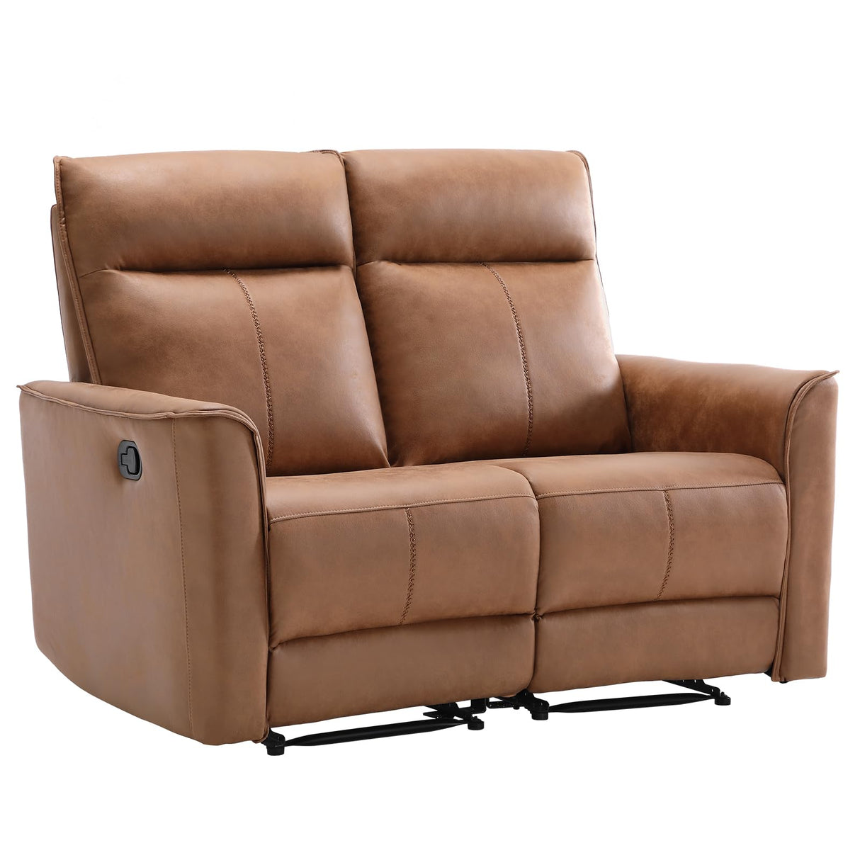 Manual Loveseat Recliner Sofa, Wall-Hugger 2 Seat Reclining Love Seat Couches, Leathaire Reclining Sofa Set, Double Seater Recliner Chair for Living Room, Office, Apartment, Brown CANMOV