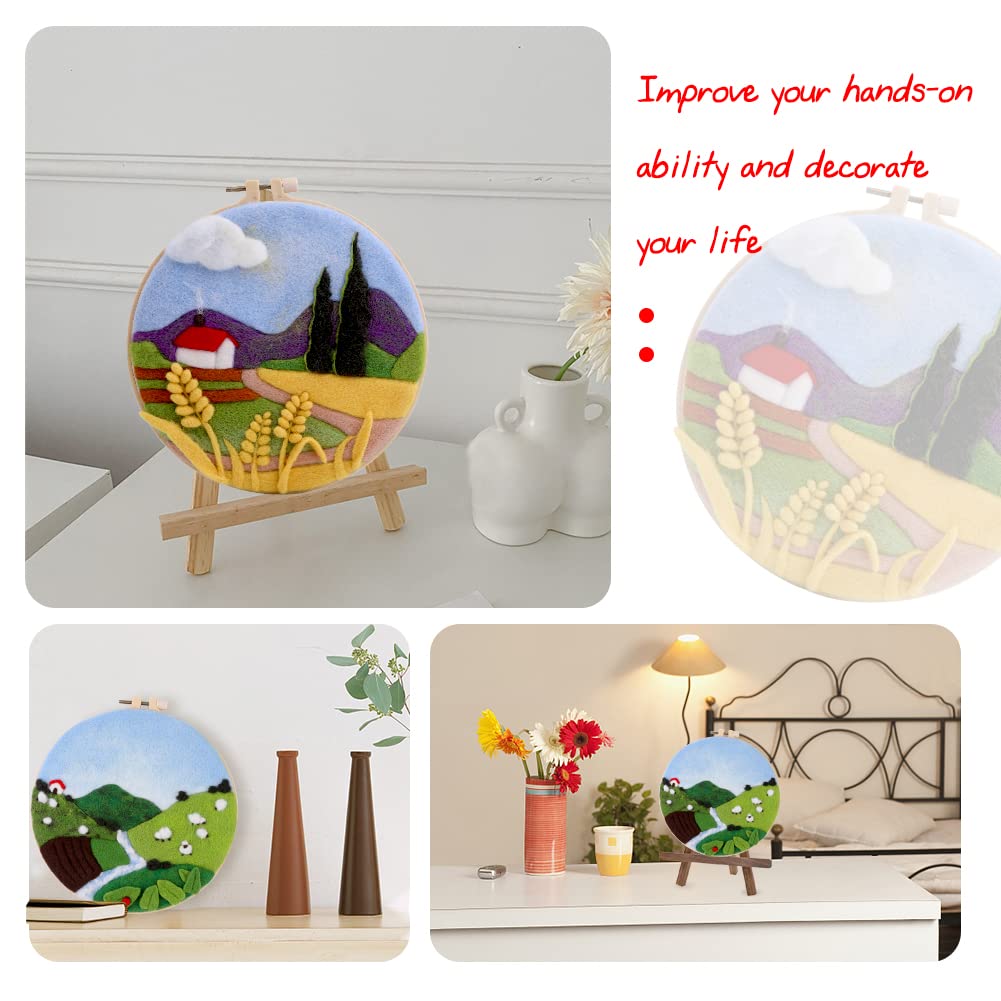 Needle Felting Kits Beginners, DIY Wool Needle Felting Starter Kit, Needle Felt Set with Picture Frame, Foam Pad, Felt Cloth and Instructions, Used for Home Decoration, Beginner, Art Craft(2 Sets) QMNNMA