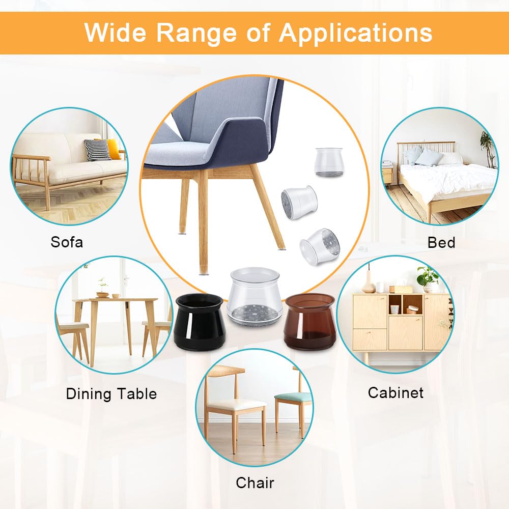 32 Pcs Chair Leg Protectors for Hardwood Floors, Silicone Felt Furniture Leg Cover Pad for Protecting Floors from Scratches and Noise, Smooth Moving for Chair Feet(Large fit : 1.3'' - 2'') OASMU