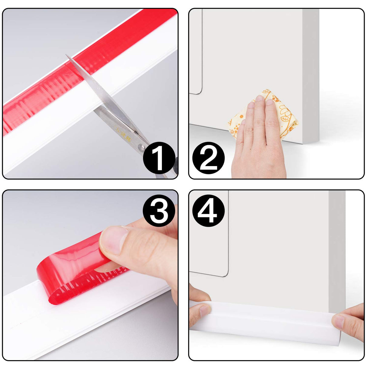 Door Draft Stopper Door Sweep Weather Stipping - Camel Home Self Adhesive Door Seal Soundproof Under Door Bottom Seal Strip Rubber Energy Saver Insulasion Weatherproof, 2" W X 39" L (White) Save Unicorn