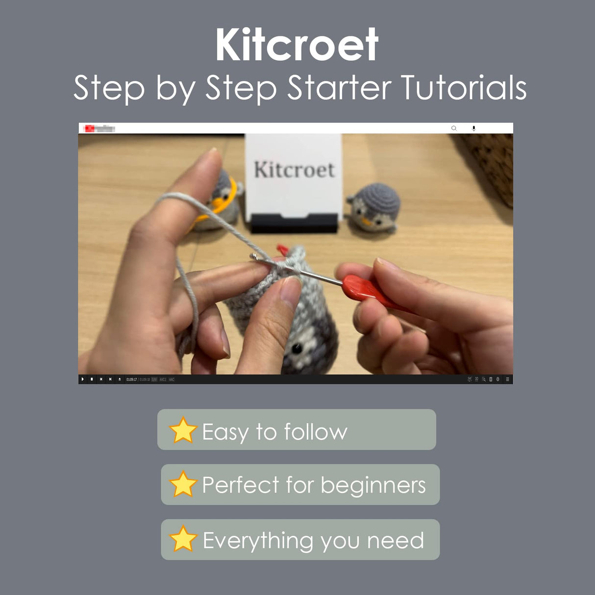 Weronique Penguin is a Challenging Crochet kit for Beginners, Step-by-Step Crochet Tutorial Help The Crafter to Easily Get Started, DIY Crochet Knitting Material Kit Included All The Necessary Tools Weronique