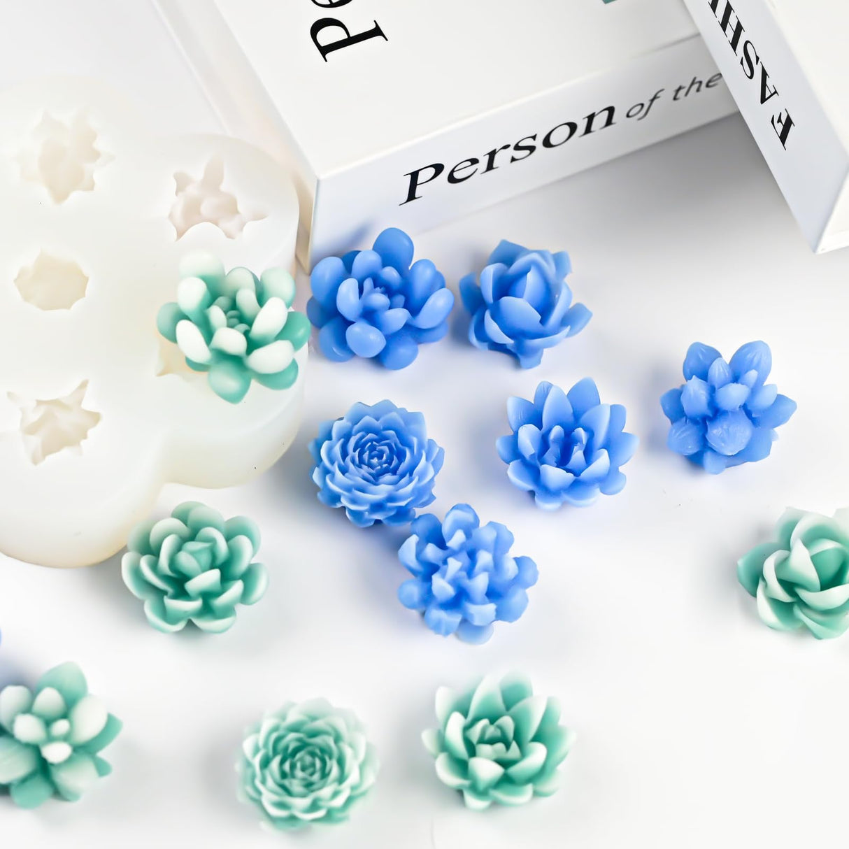 7 Cavity Succulent Candle Mold for Candle Making, 3D Succulents Silicone Molds for Scented Candle Soaps Making, Wax, Resin Casting, Dessert Mousse Cake Decoration ZQYSING