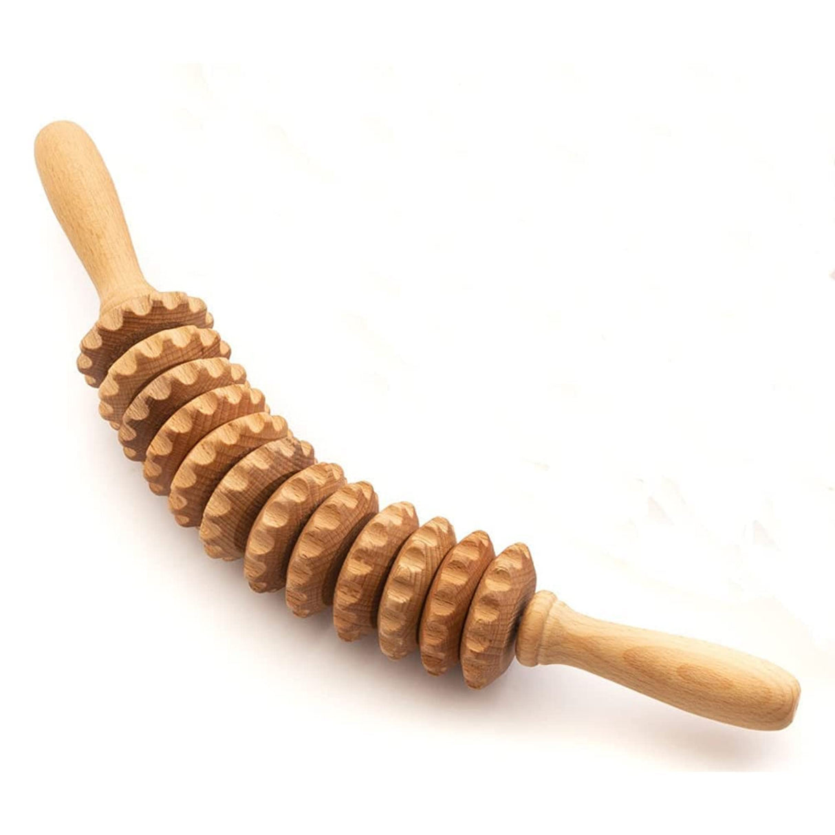 Tuuli Wooden Massage Roller for Waist and Thigh, Multi-Functional Body Roller for Cellulite Reduction and Muscle Tension, Natural Massager for Women and Men (Curved) tuuli