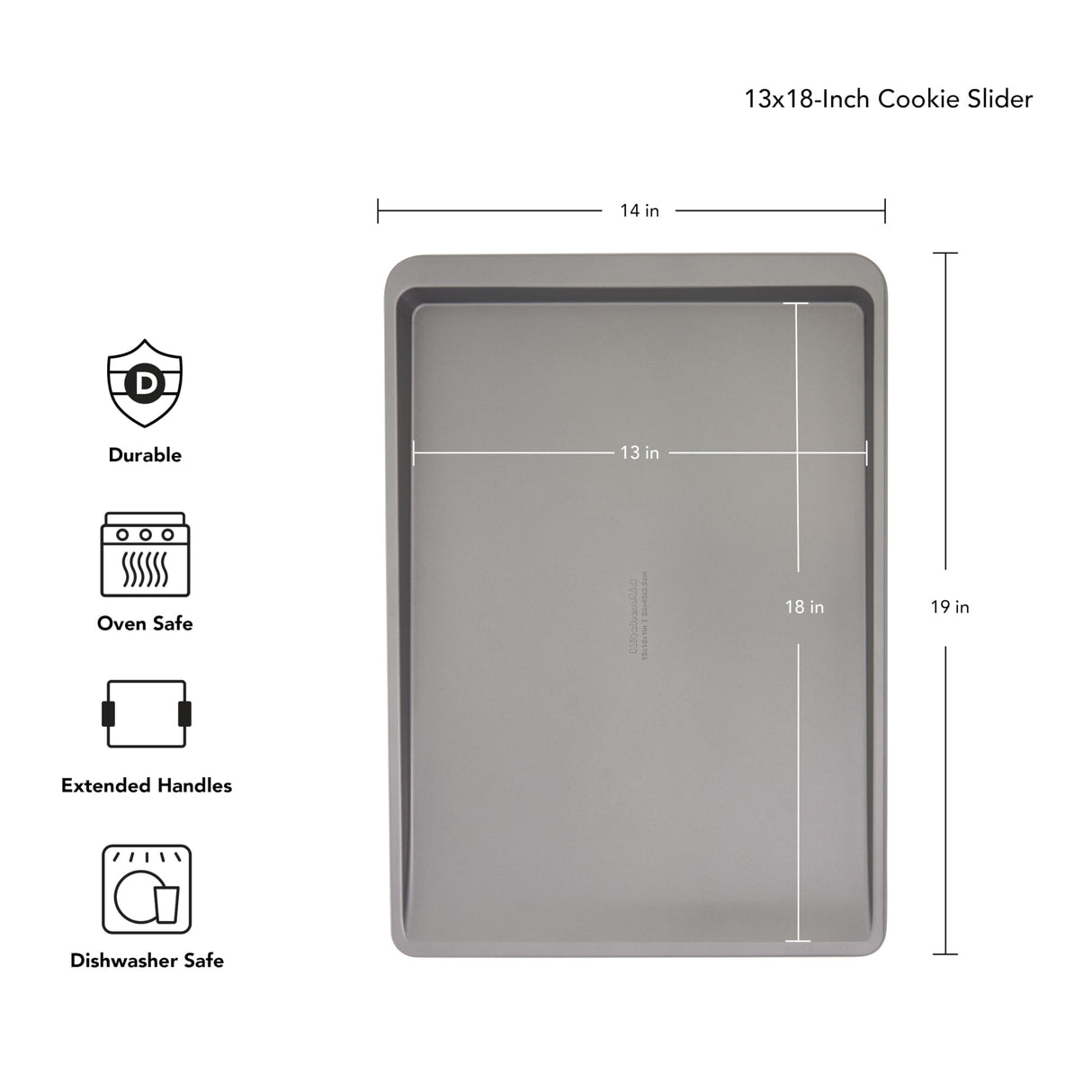 KitchenAid 13x18in Nonstick Aluminized Steel Cookie Slider, Contour Silver KitchenAid