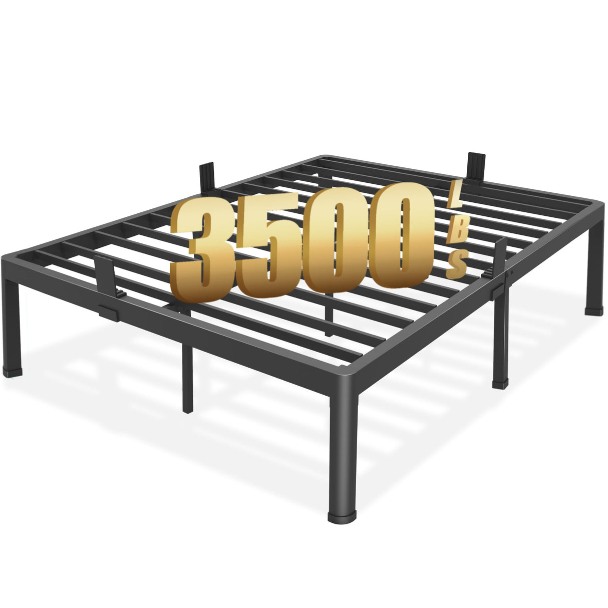 FUIOBYVV California King Bed Frame with Round Corner Edge Legs 18 inch High 3500 lbs Heavy Duty Metal Platform Bed Frame King Size No Box Spring Needed/Noise Free/Steel Slat Support/Non-Slip Black FUIOBYVV