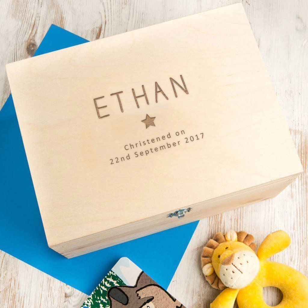 Personalized Baptism Keepsake Box - Baptism Gifts for Baby Girl or Boy - Engraved Wooden Keepsake - Memory Box Dust and Things