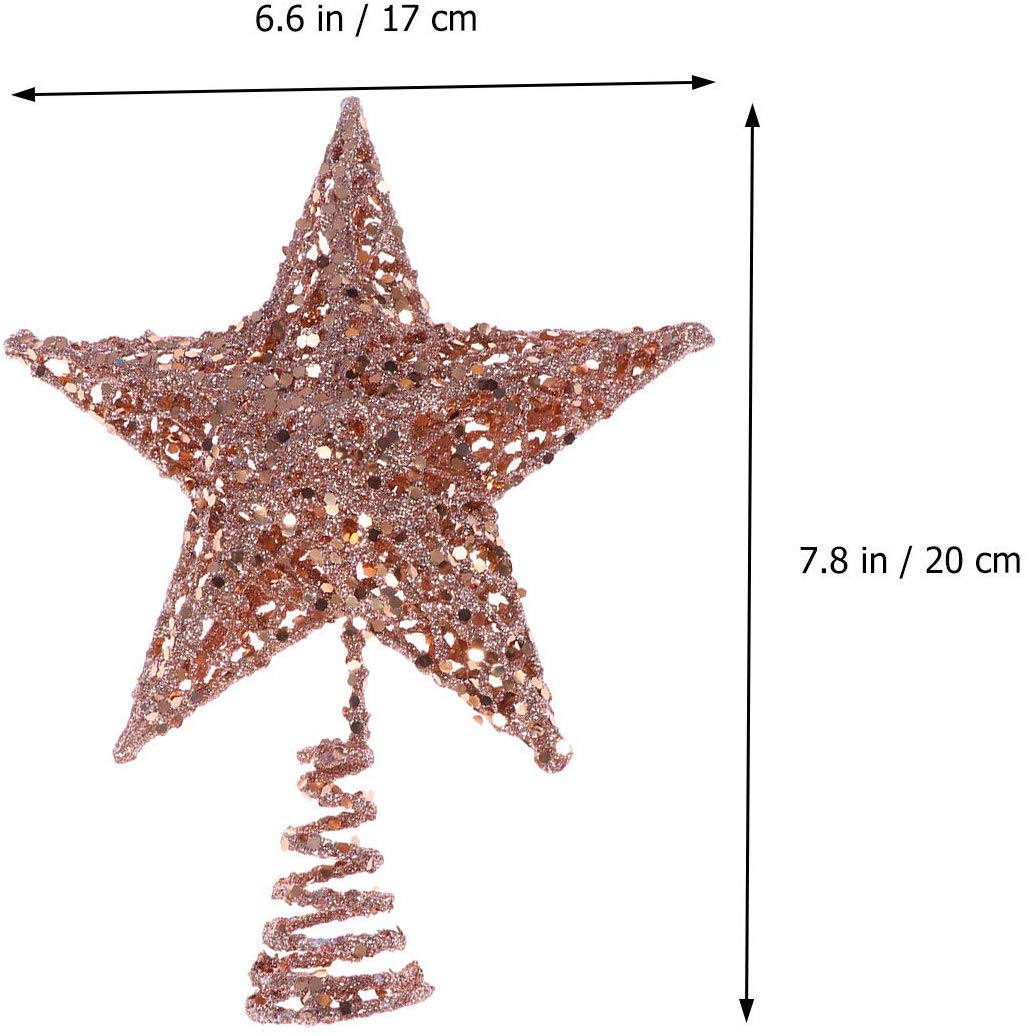 BinaryABC Christmas Tree Topper Star,Glittering Christmas Tree Decoration Ornaments,20cm (Rose Gold) BinaryABC