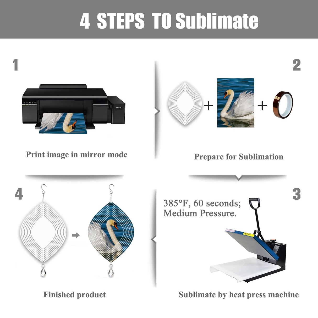 4Pack 8inch Sublimation Wind Spinner Blanks 3D Aluminum Metal Wind Sculpture Kinetic Spinners for Yard and Garden Indoor Art Ornaments Hanging Decoration (Pointy Oval) WindMage