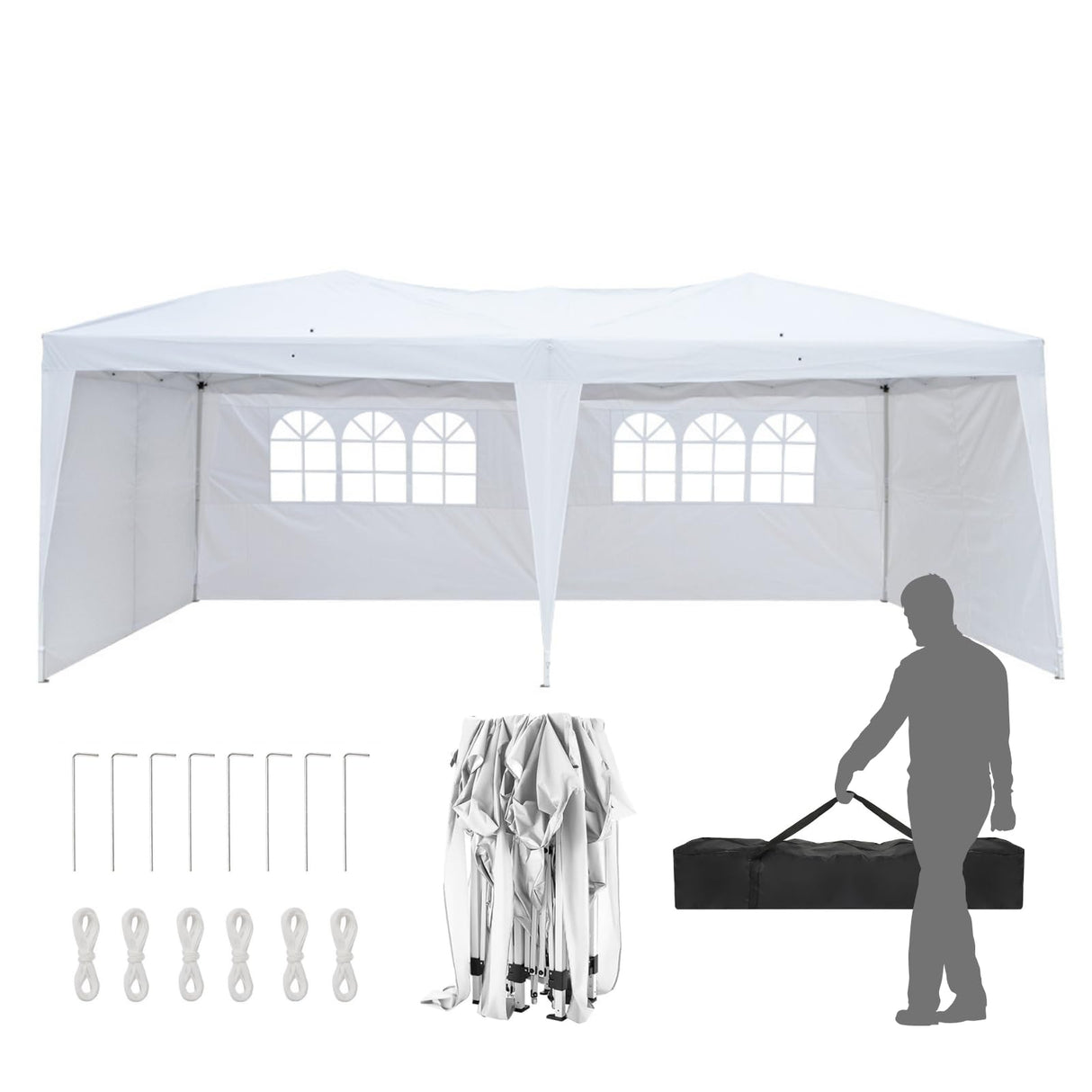 Outvita 10x20ft Ez Pop Up Canopy, Portable Instant Canopy Tent with 4 SideWalls for Outdoor Events, Party, Wedding, Birthday,Graduation Outvita