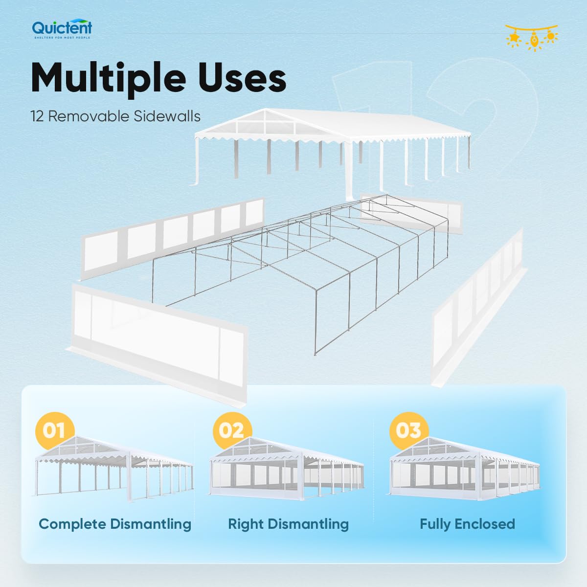 Quictent 20x40ft Clear Side Party Tent Heavy Duty Upgraded Galvanized Outdoor Wedding PVC Canopy Gazebo Vinly Event Shelters with Removable Transparent Sidewalls for Commercial & Residential Use Quictent