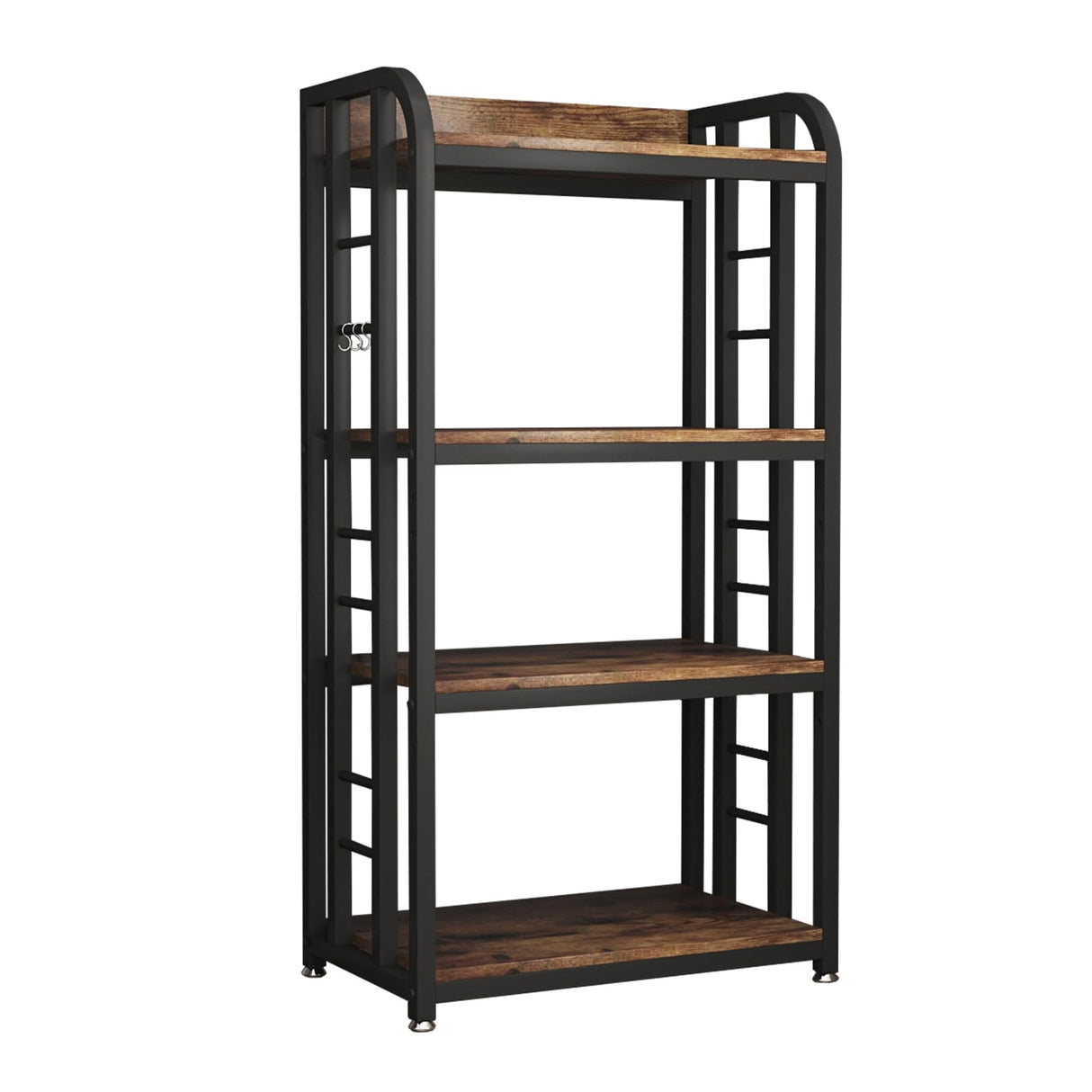 lovemanxi Microwave Oven Stand with Storage 4 Tiers, Free Standing Microwave Oven Stand Coffee Bar Adjustable Kitchen Shelves Kitchen Storage Shelf Rack for Spices, Pots(Brown) lovemanxi