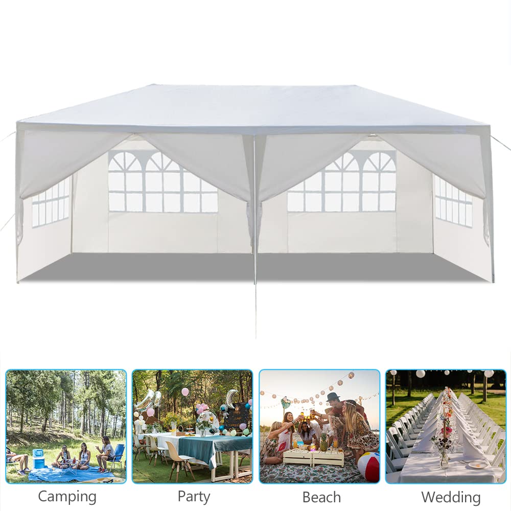 Generic Party Tent 10x20', Outdoor Heavy Duty Wedding Canopy Tent Large Camping Gazebo with 6 Removable Sidewalls for Backyard Parties Gazebo Shelter Pavilion Birthday BBQ Camping, RXUSLP003 Generic