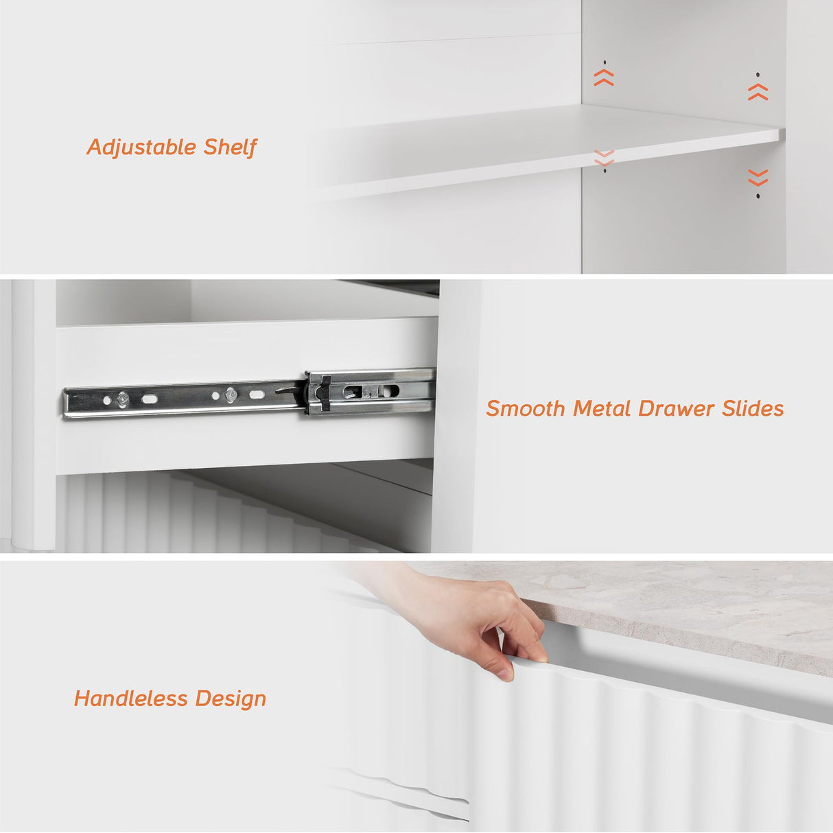 WAMPAT 2-in-1 Modern Sideboard Buffet Cabinet, Large Buffet Cabinet with Storage, White Coffee Bar Cabinet with Adjustable Shelves and Drawers, Storage Console Table for Dining Room, Kitchen WAMPAT