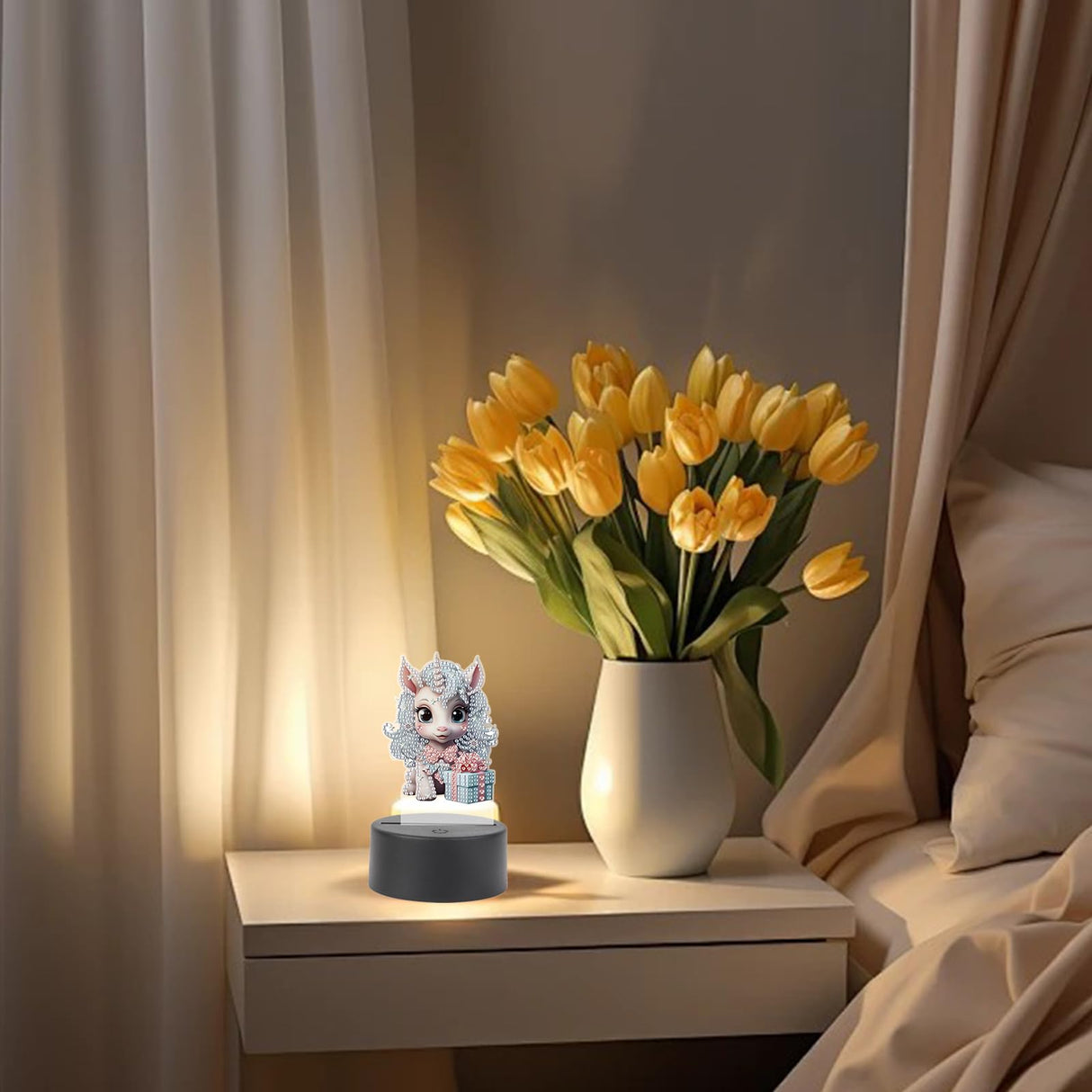 TDFERAN Diamond Painting Led Lights 5D DIY Unicorn Diamond Art Kits for Adults Lamp Diamond Art Room Lights Diamond Painting Kits Led Lights for Bedroom Gem Art Night Light for Room Decor TDFERAN