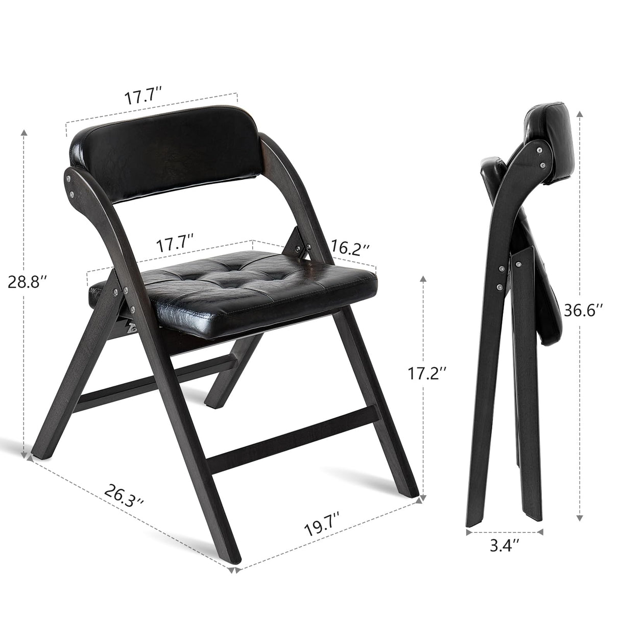 Asnefeli Wood Folding Chairs Set of 2, Stackable Wooden Foldable Chair with Padded Seats, Folding Extra Chair with Cushion for Guests Kitchen Office Wedding Party Picnic Chair (Walnut Green) Asnefeli