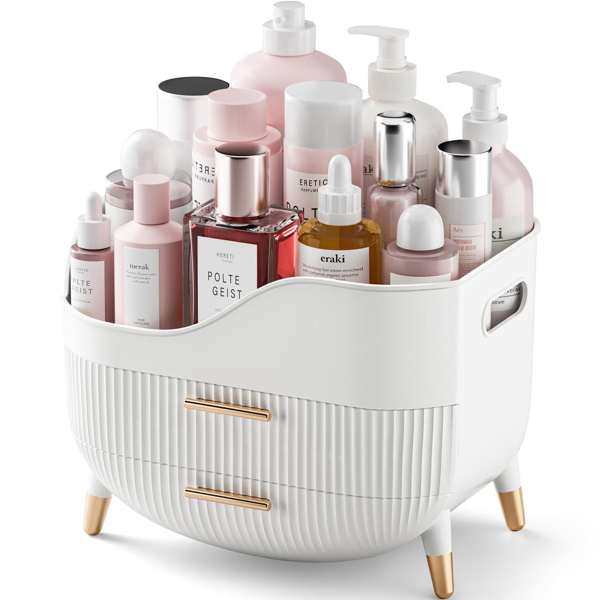 Pajiriona Makeup Organizer with Drawers,Skincare Organizer for Vanity,Storage Box with Handle,Large Cosmetic Display case for Dresser, Bathroom Countertop Pajiriona