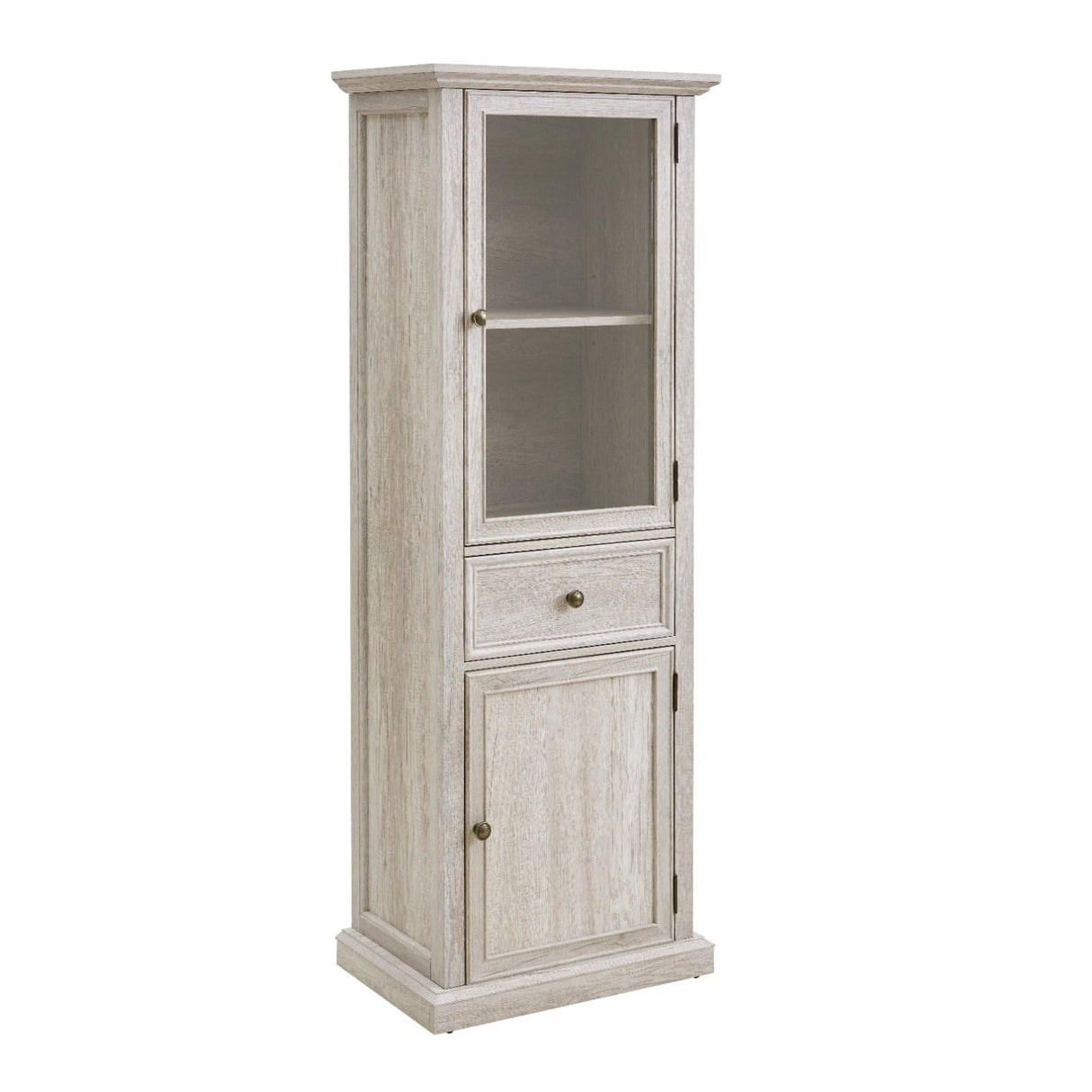 FRITHJILL Tall Storage Cabinet with Glass Door, Modern 65" Display Curio Cabinet with Drawer and Shelf for Living Room, Dining Room, Kitchen, Office - Farmhouse Style Bookcase FRITHJILL