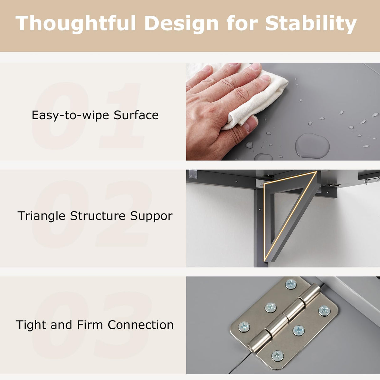 Giantex Wall Mounted Folding Table, 31.5" x 23.5" Wood Murphy Desk Drop-Leaf Table, Space Saving Foldable Floating Desk, Wall Desk Fold Down for Small Spaces, Study, Bedroom, Bathroom (Gray) Giantex