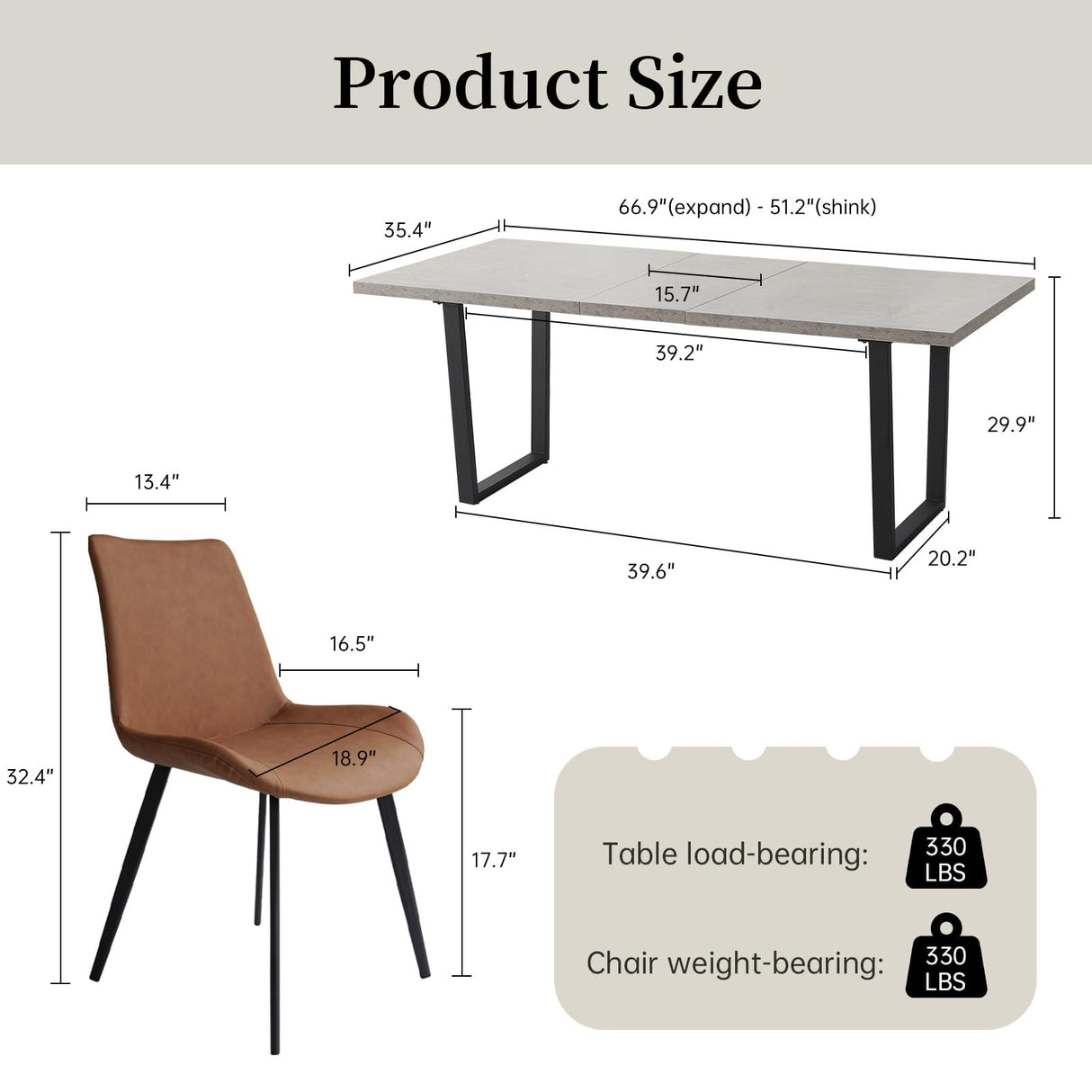 ZckyCine Modern Mid-Century Dining Table Set for 6-8 People Kitchen Dining Room Table Set Extendable Wood Dining Table and 6 Upholstered Chairs, Home Kitchen Furniture ZckyCine