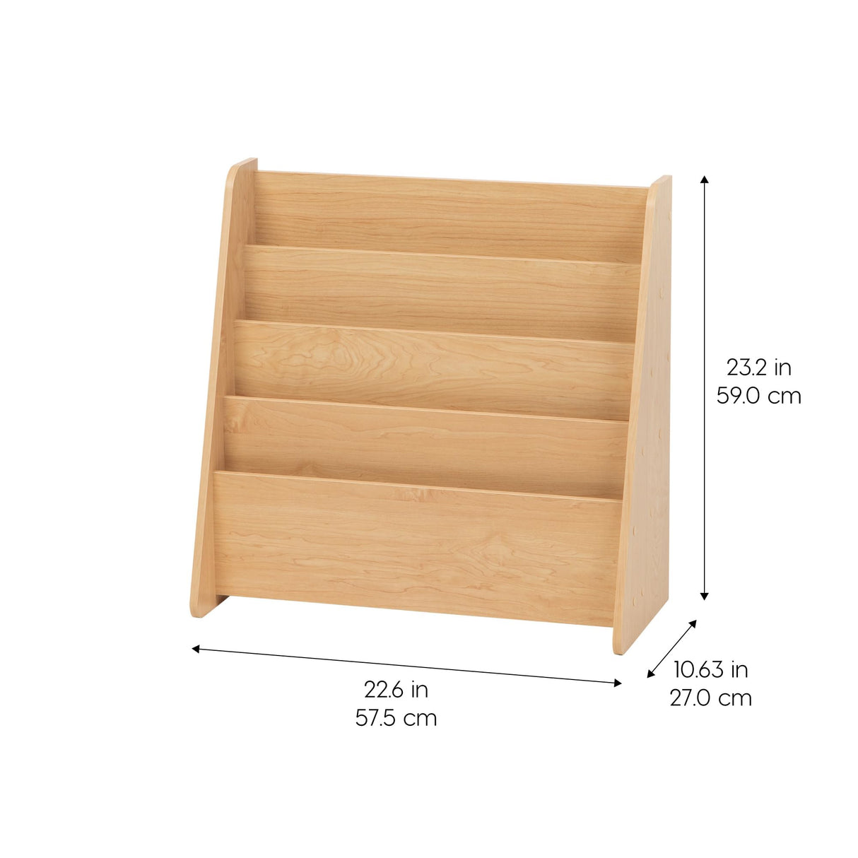 IRIS USA Wide Wooden Magazine Rack, 4-Pocket Periodical Book Sketchbook Stand with Deep Compartments for Living Room Bathroom Kids Room Classroom Office, Light Brown IRIS