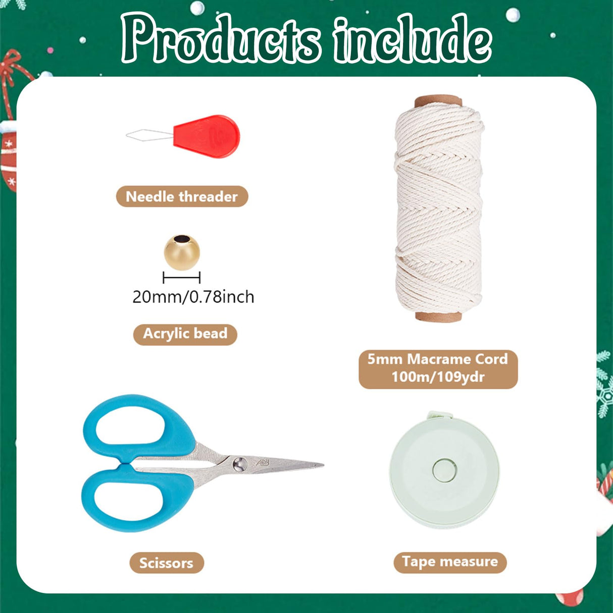 ORIGACH DIY Macrame Christmas Tree Large Wall Hanging kit Handmade Woven Macrame Wall Hanging Kit for Beginners Adults with Step by Step Video Tutorial Instruction Christmas Ornaments, 40x21inch ORIGACH