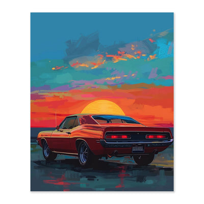 Fhuyiks Sunset Muscle Car Paint by Numbers Kit for Adults, Modern Aesthetic Paint by Number on Canvas, Abstract Art Digital Oil Painting Kits Suitable for Home Wall Decoration Gift 16"x 20"