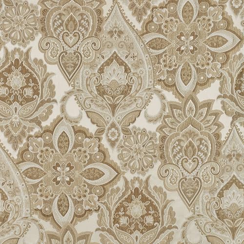 Albany Luxury Bedding | Soothing Neutral Tones of Champagne and Ivory | Jacobean Floral Inspired Damask, Medallions, and Stripes | 3 Piece Bed Set Includes Oversized King Bedspread and 2 King Shams J. Queen New York