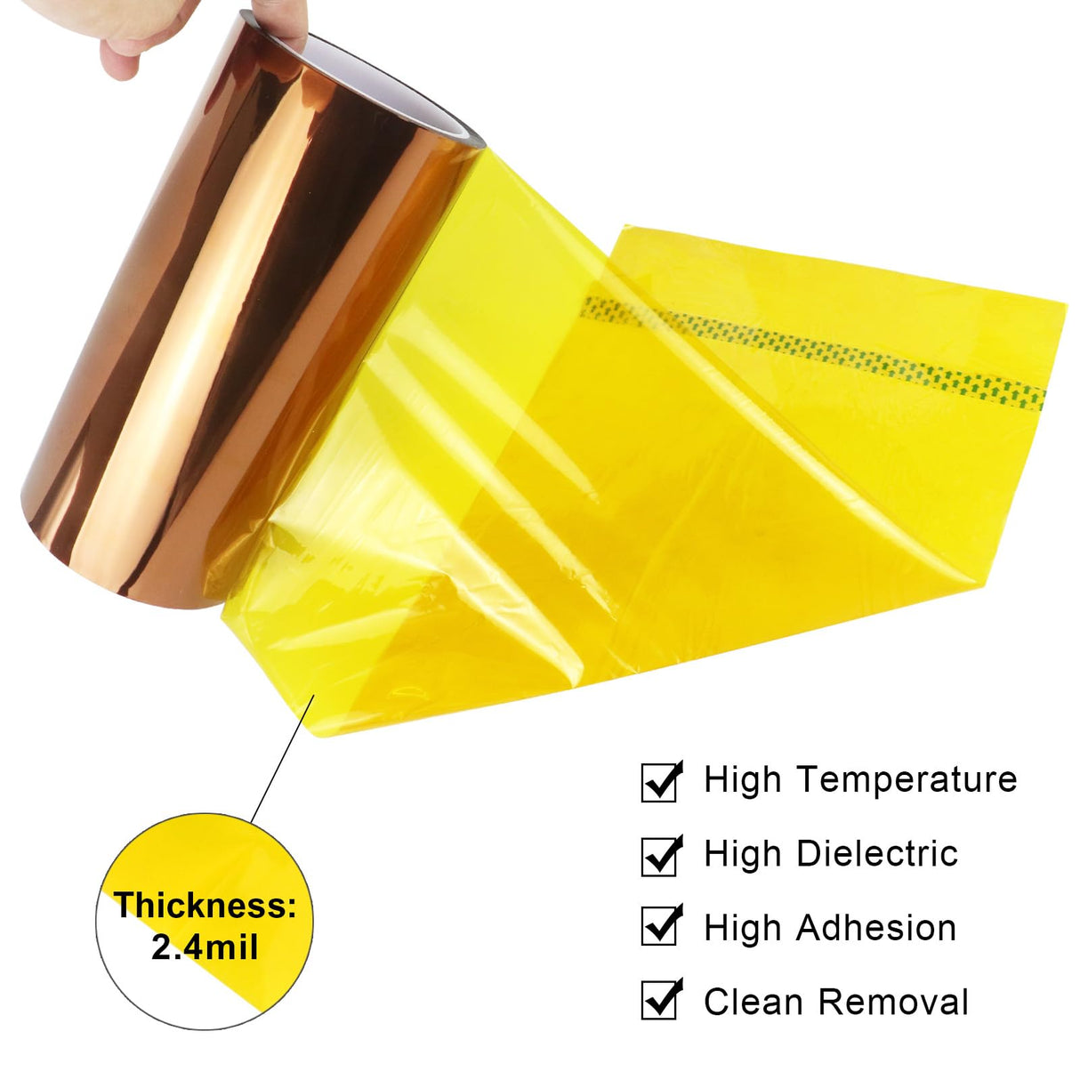 BOMEI PACK Heat Tape,6 Inch x 108 ft (33m),High Temperature Polyimide Resistant Tape,Heat Tranfer Tape for Sublimation,Heat Resistant Tape for Soldering, Electrical, 3D Printer BOMEI PACK