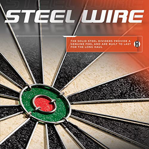 Franklin Sports Bristle Dart Board - Professional Steel Wire Dartboard - Regulation Sized 18" Inch Steel Tip Darts Board - Self Healing Sisal Dartboard for Adults Franklin Sports