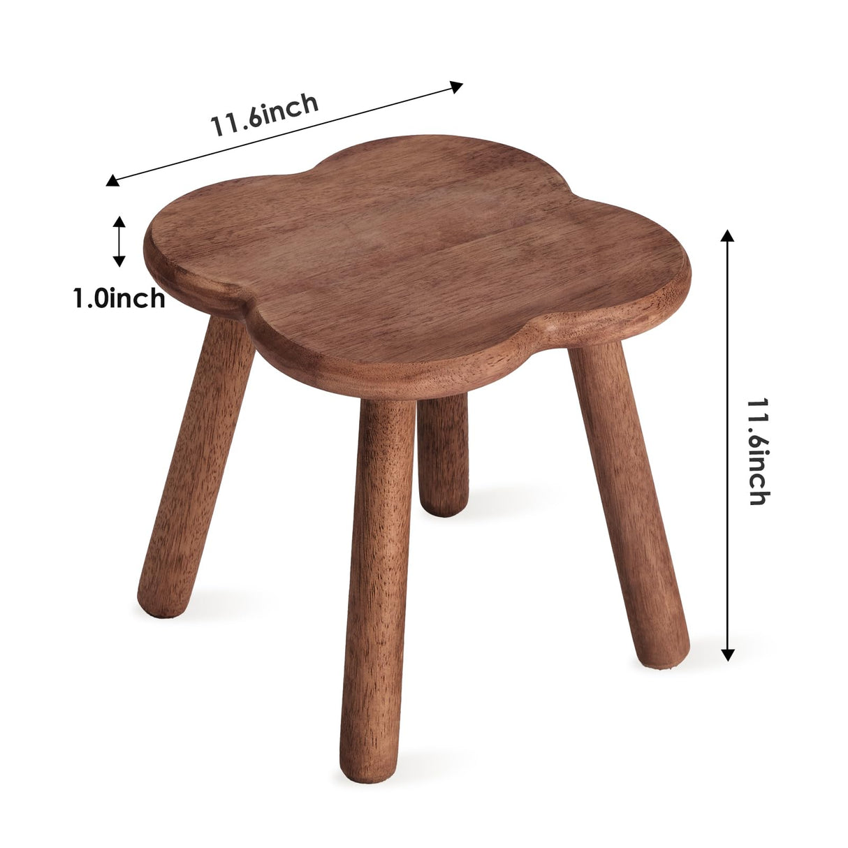 Jurath Wooden Step Stool for Adults Upgraded11.6inch Small Wooden Stool with Four Detachable and Assembled Legs for Bathroom, Kitchen, Bedroom, Plant Stand (Natural Solid Wood top and Legs) Jurath