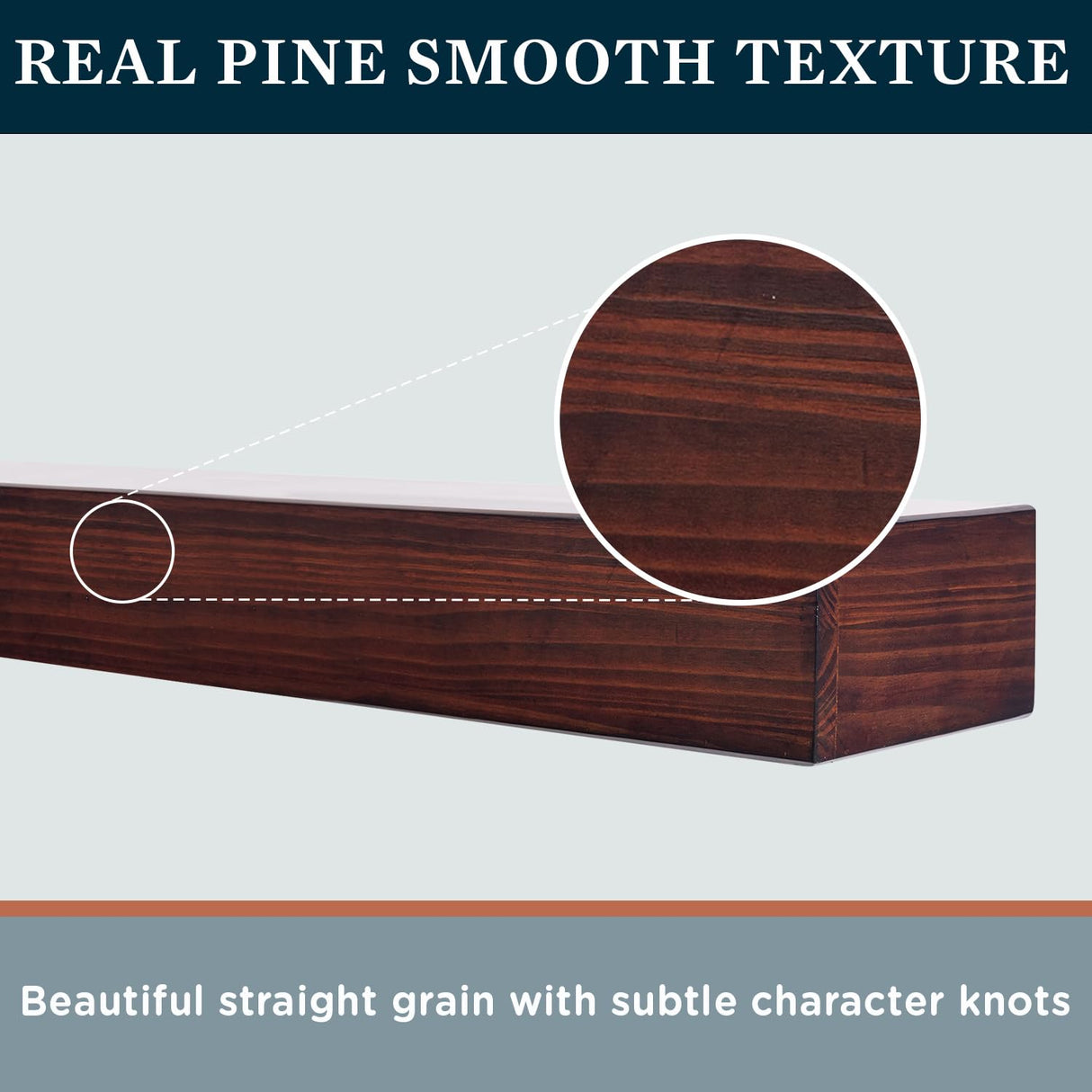 MANTELSDIRECT Houston Floating Wood Mantel Shelf with Hidden Storage Compartment - Cinnamon 60 Inch | Beautiful Wooden Rustic Shelf for TV Remotes, Controllers, and Décor MANTELSDIRECT