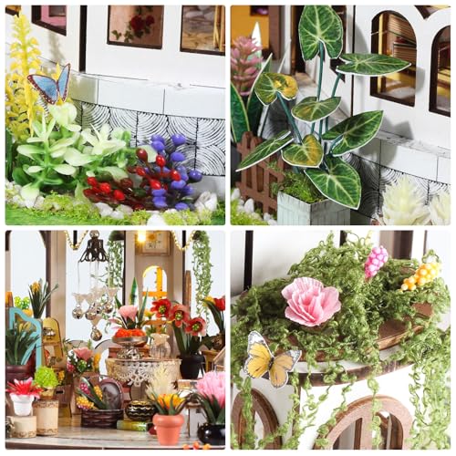 Foyucool 2025 New DIY Miniature House Kit, Dollhouse Kit with LED Light, Mini House Building Kits for for Adult to Building, Mother's Day Home Decorations Gifts for Friends, Castle Flower House