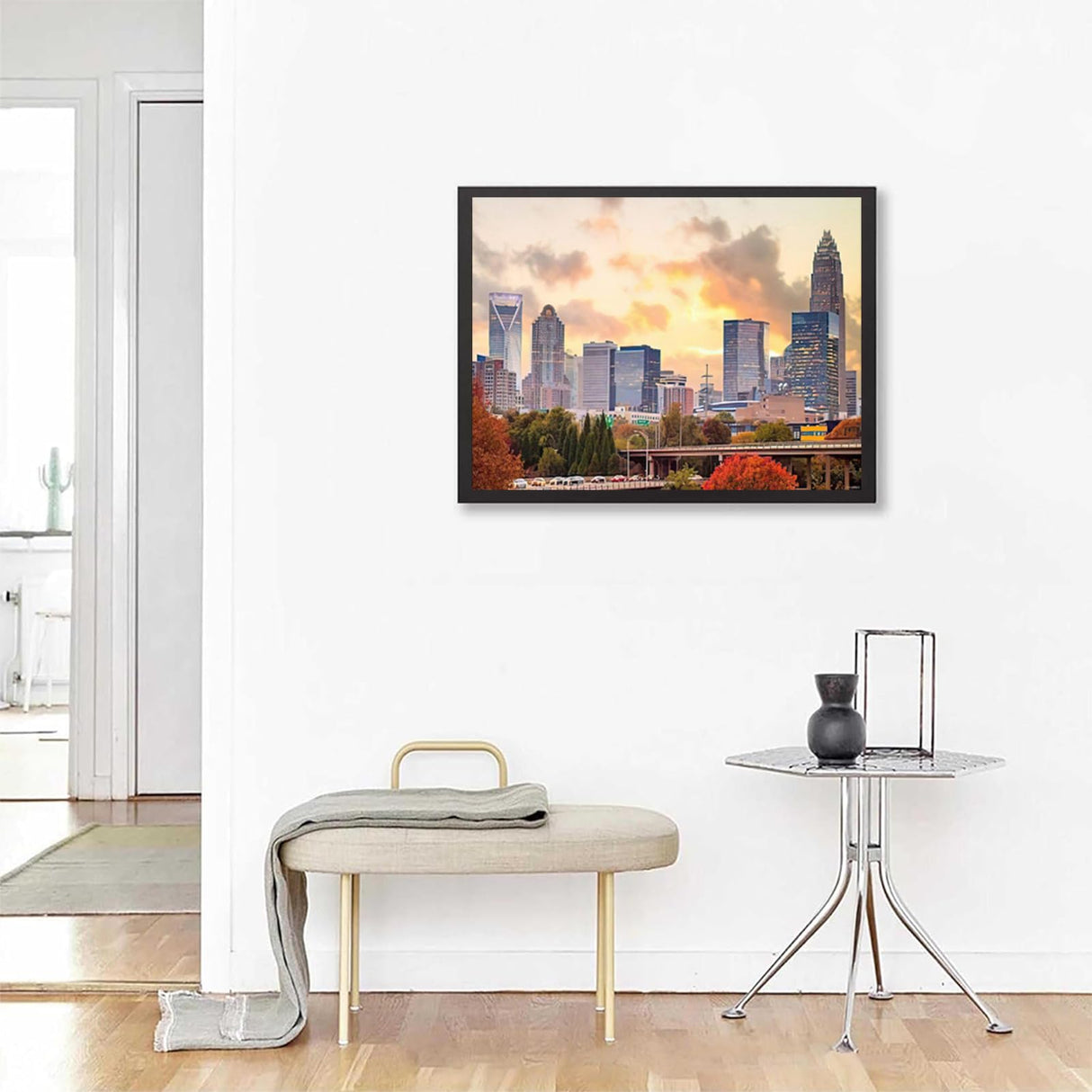 JXAVAXDE USA Downtown Diamond Painting Kits, Skyline of Downtown Charlotte in North Carolina USA, 5D DIY Full Drill Diamond Art Set for Home Wall Decor Adults 12x16 inch JXAVAXDE